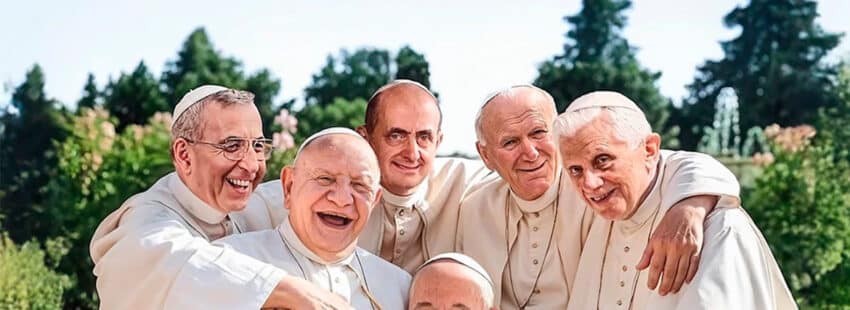últimos seis papas juntos generados con IA